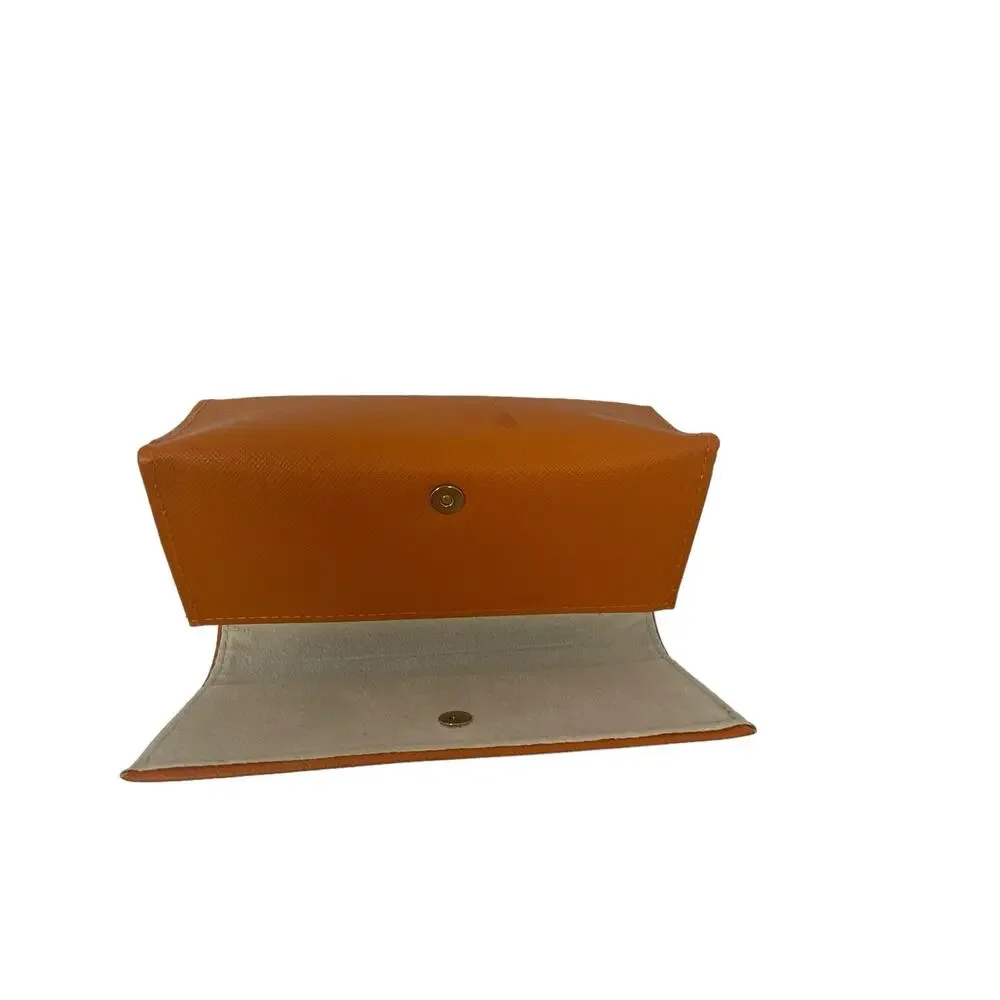 Tory Burch Orange‎ Gold Tone Logo Sunglasses Eyeglasses Case 6.5 x 3.5 Case Only